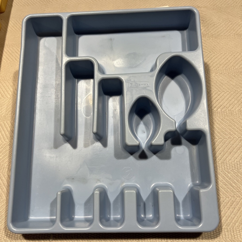 Vtg Blue Rubbermaid Silverware Flatware Tray Utensil Holder Drawer Organizer